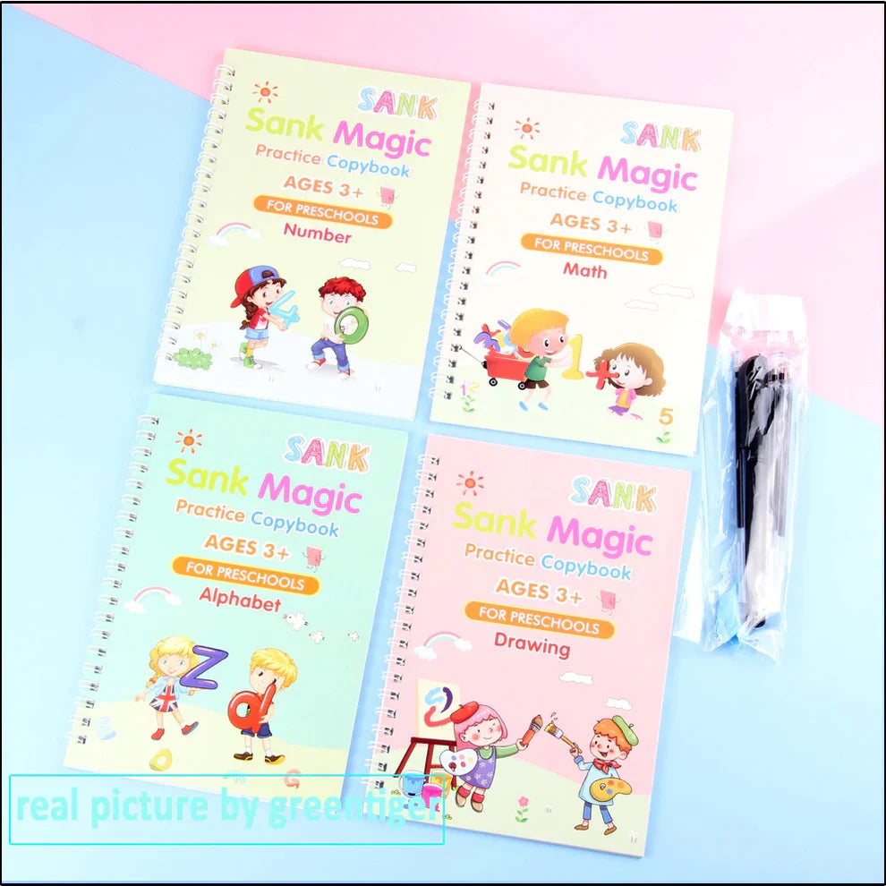 "Magic Practice Books" daugkartinis pratybų rinkinys vaikams (nuo 3+ amžiaus)