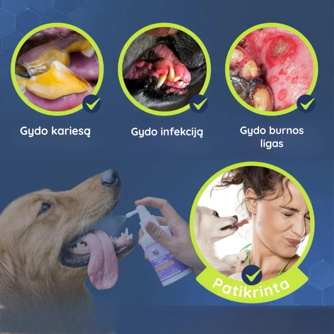 PetClean™ - 100 % natūralus burnos priežiūros purškalas šunims ir katėms